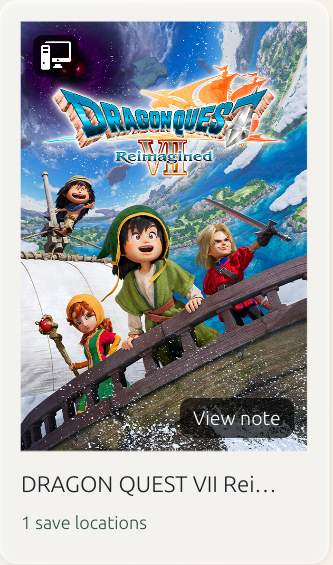 A game-cover note is a shortcut to your chosen note, not a command to resume a save.