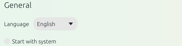 Settings → General language control (detail crop).